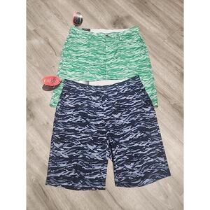 Greg Norman Golf Shorts Men's 34 Blue & Green CamoML75 Microlux PlayDry Stretch